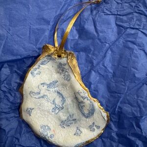 Hand-made Bunny Shell Ornament with Gold Edge